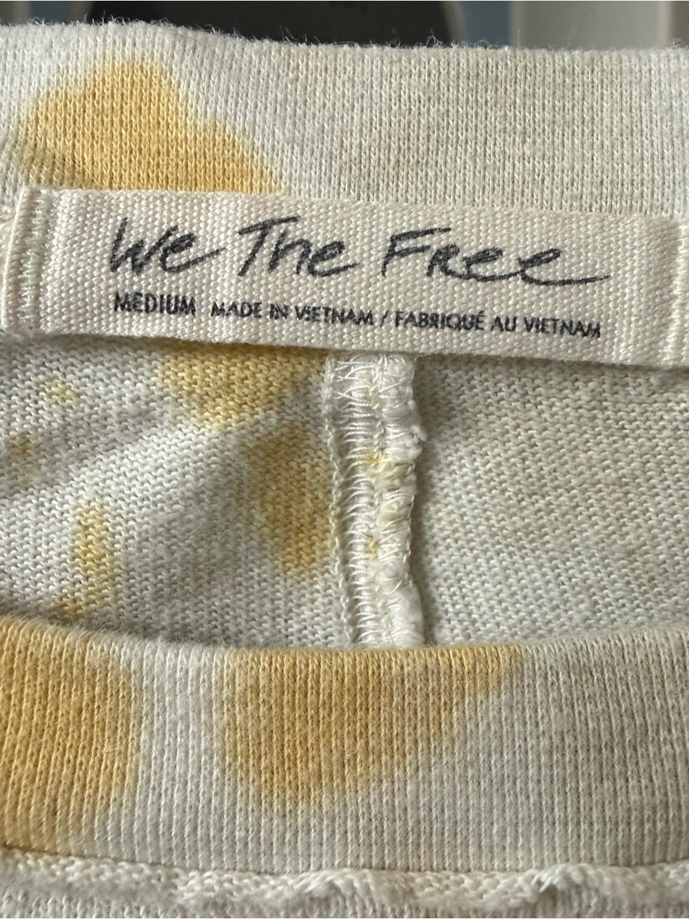 We The Free Cream Crewneck Sweater with Yellow Spot Accents